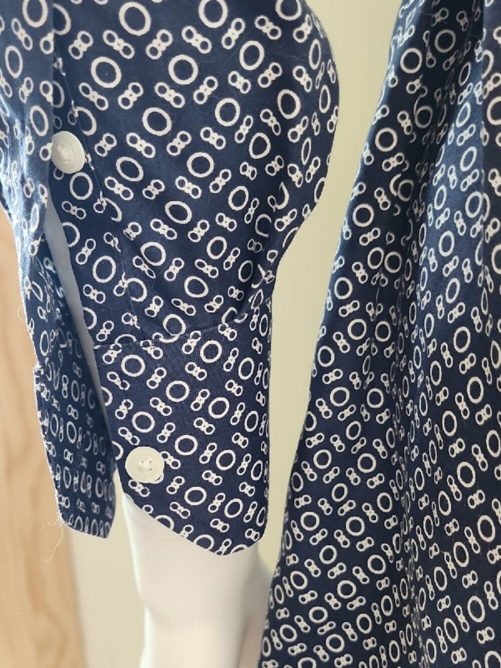 Brooks Brothers Navy Printed Long-Sleeve Shirt Dress - Picture 5 of 10